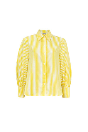 Martina Button-Down Puff-Sleeve Blusa - Reina Diaz