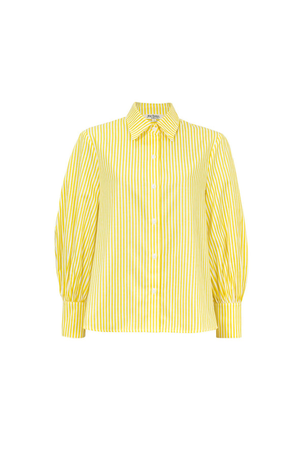 Martina Button-Down Puff-Sleeve Blusa - Reina Diaz