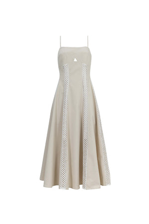 Martina Cutout Lace-Trim Midi Vestido 526233BEI - Reina Diaz