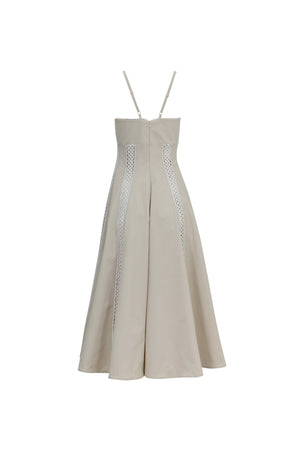 Martina Cutout Lace-Trim Midi Vestido 526233BEI - Reina Diaz