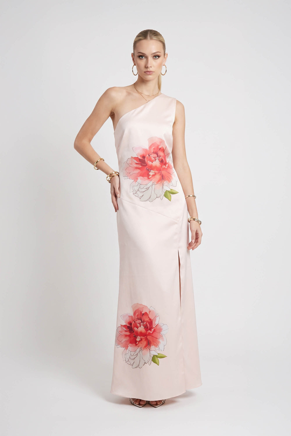 Martina One-Shoulder Floral Maxi Vestido 526150 CLA - Reina Diaz