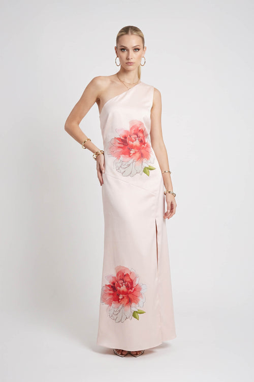 Martina One-Shoulder Floral Maxi Vestido 526150 CLA - Reina Diaz