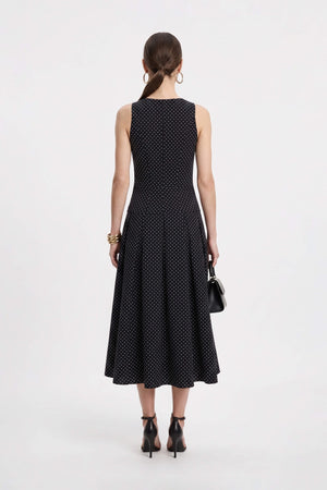 Martina Polka Dot Zipper Midi Vestido 526297 NEG (NO ACTIVAR) - Reina Diaz