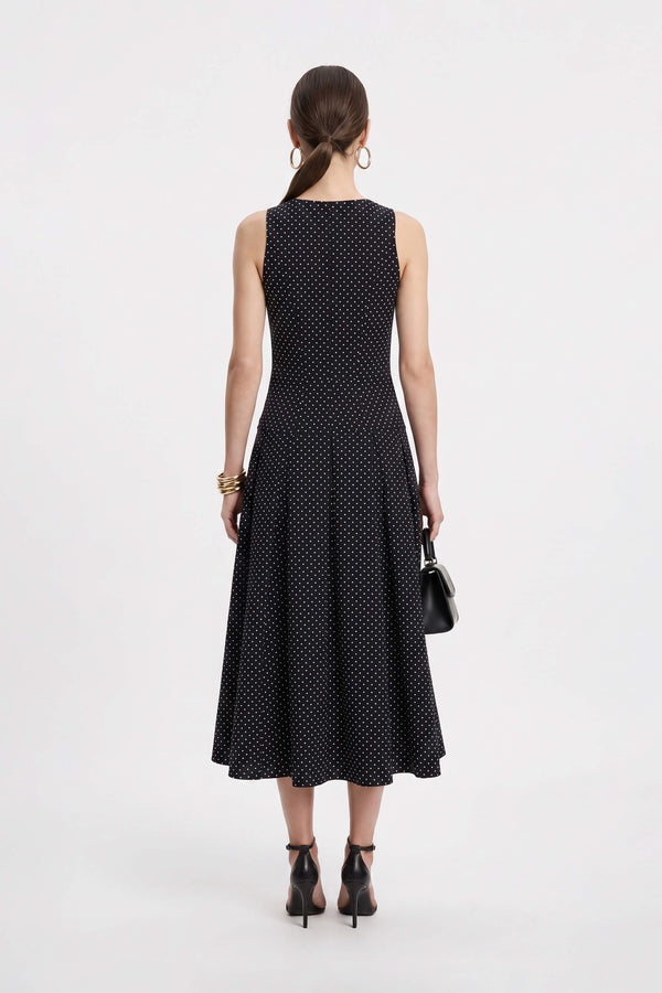 Martina Polka Dot Zipper Midi Vestido 526297 NEG (NO ACTIVAR) - Reina Diaz