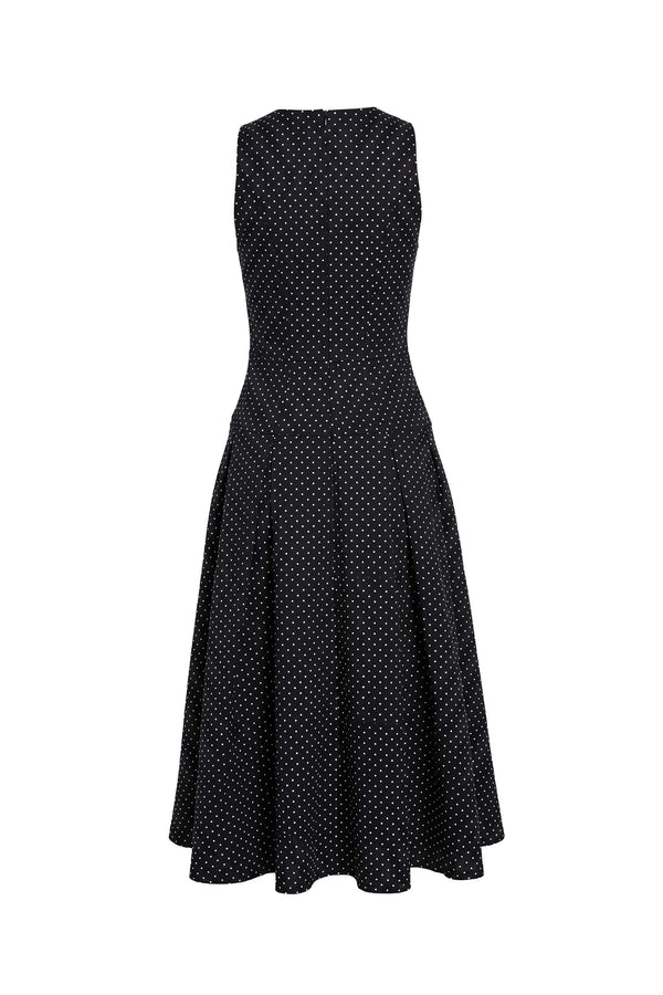 Martina Polka Dot Zipper Midi Vestido 526297 NEG (NO ACTIVAR) - Reina Diaz