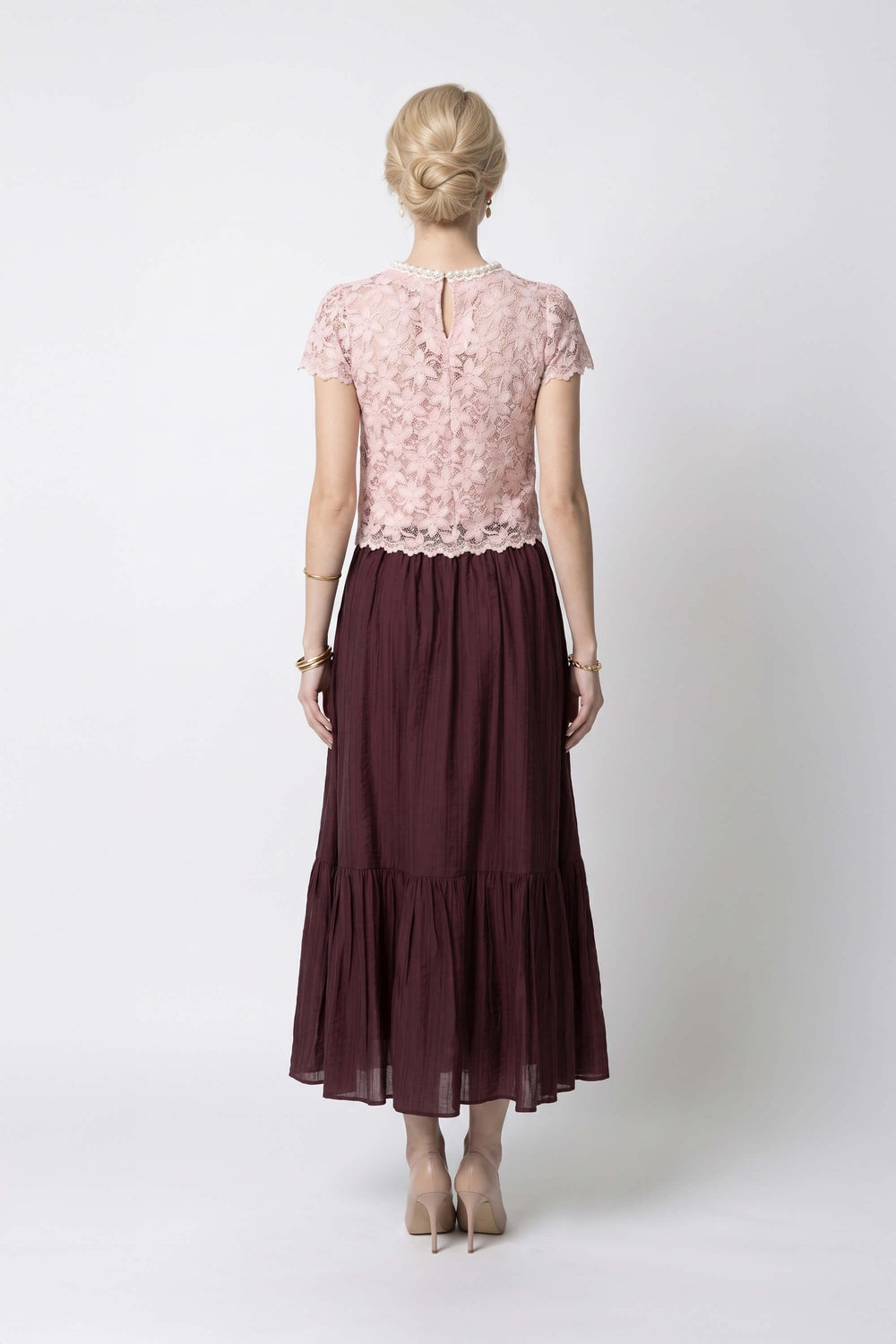 Martina Tiered Elastic-Waist Maxi Falda 740933 PAS - Reina Diaz