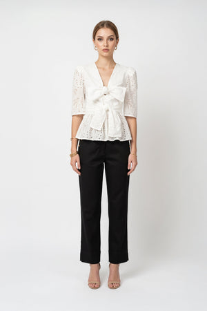 Mia Gold-Button Cropped Straight Pantalón 731177 NEG - Reina Diaz