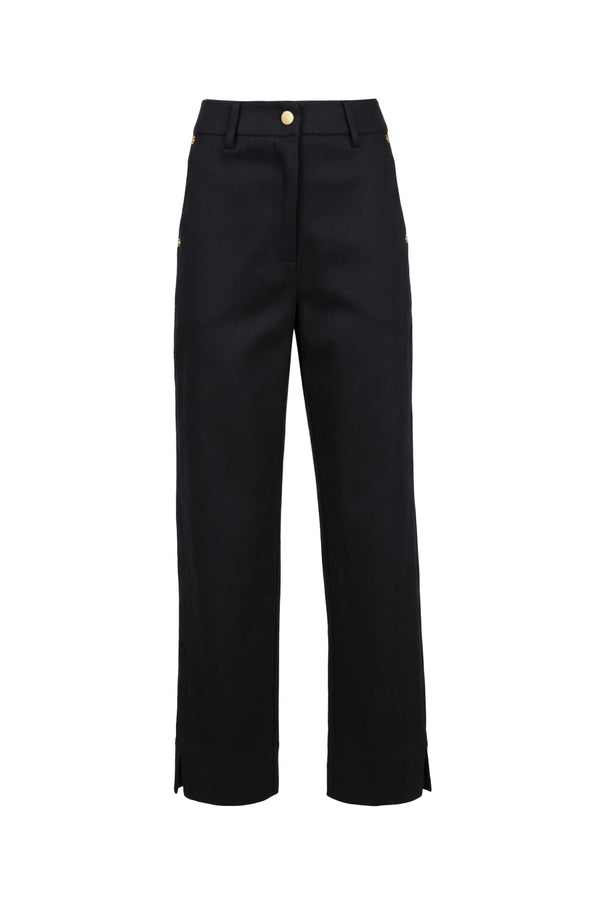 Mia Gold-Button Cropped Straight Pantalón 731177 NEG - Reina Diaz