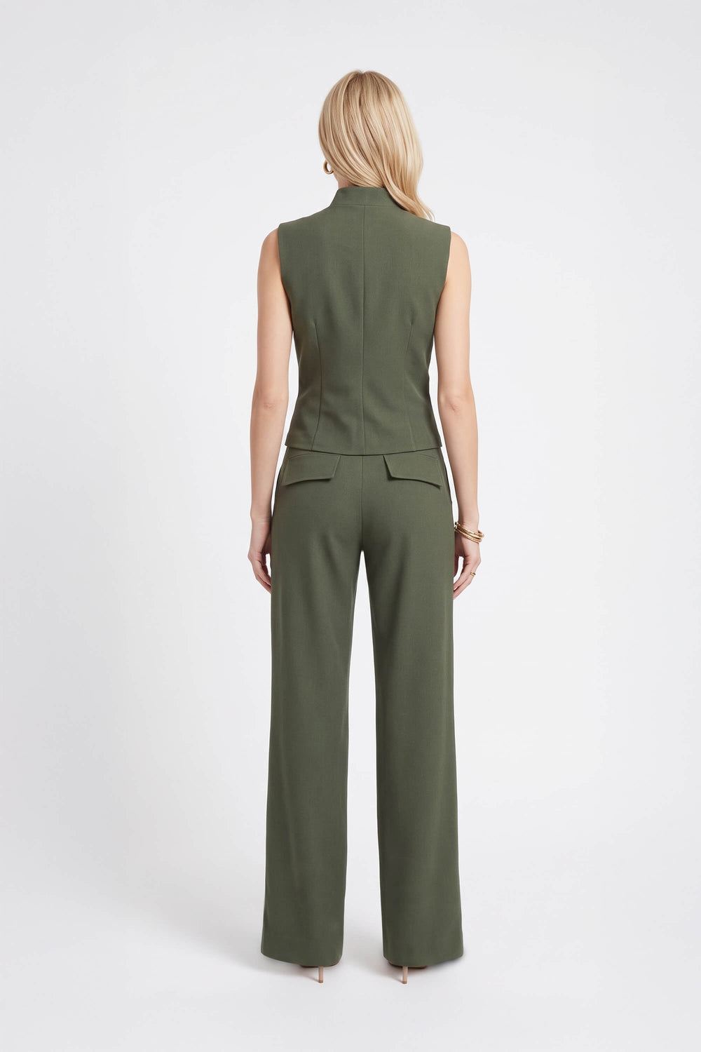 Mia High-Neck Buttoned Tailored Saco 501555 OLI - Reina Diaz