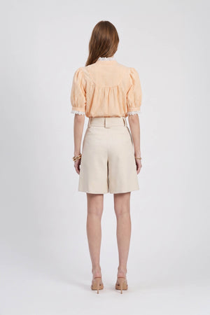 Mia High-Neck Lace Striped Blusa 752952 NAR - Reina Diaz