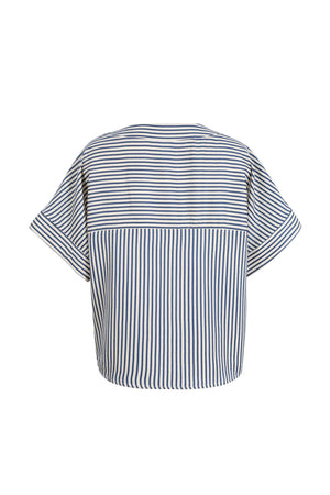 Mia Striped Short Sleeve Blusa 752970 AZU - Reina Diaz