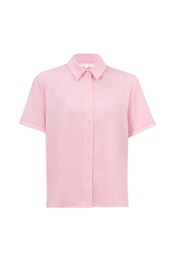 Milán Scalloped Sleeve Tech Blusa - Reina Diaz