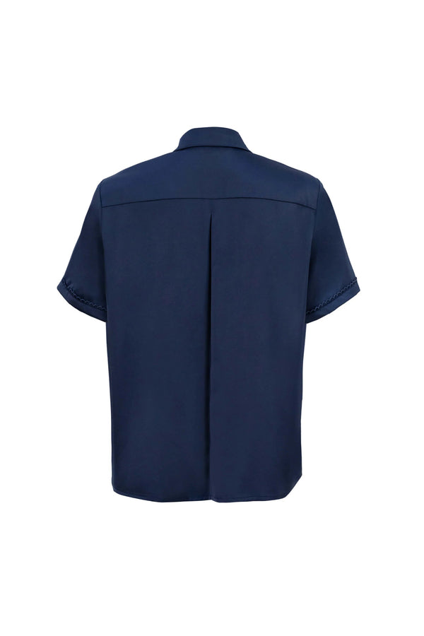 Milán Scalloped Sleeve Tech Blusa - Reina Diaz