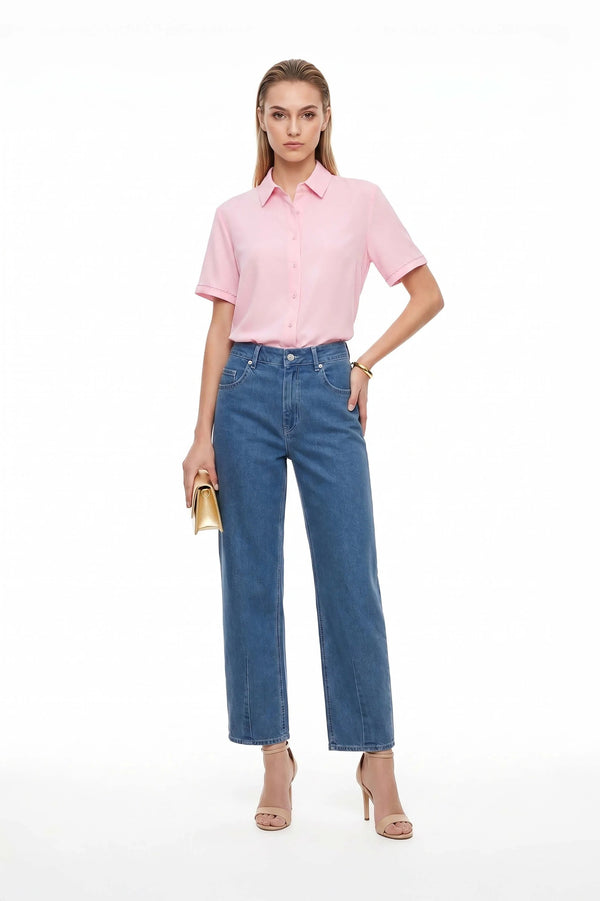Milán Scalloped Sleeve Tech Blusa - Reina Diaz