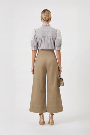 Miranda Square-Neck Button-Front Utility Blusa 752946 - Reina Diaz