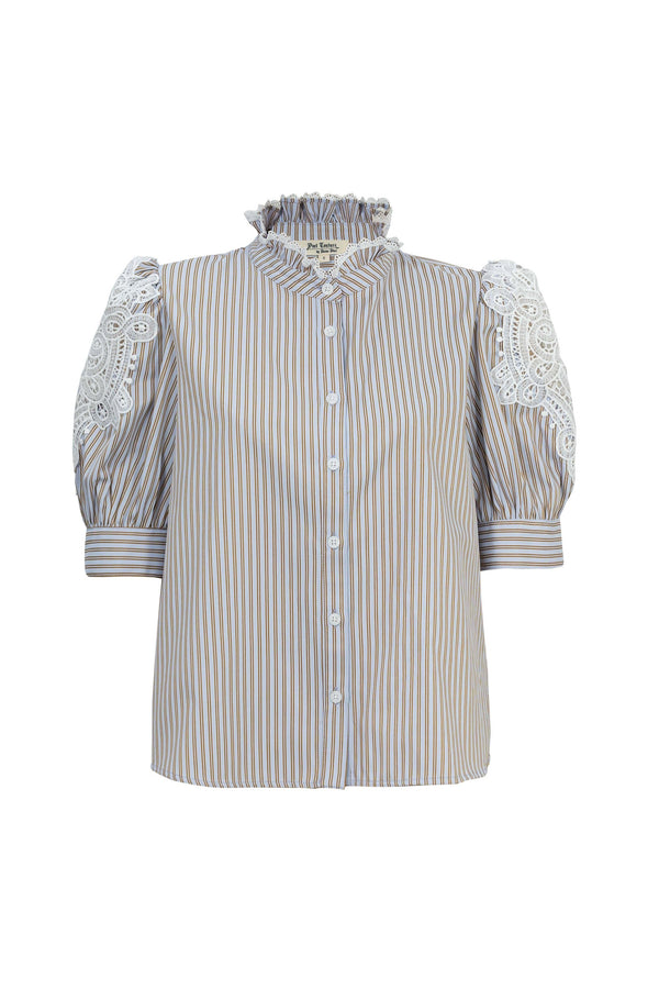 Miranda Square-Neck Button-Front Utility Blusa 752946 - Reina Diaz