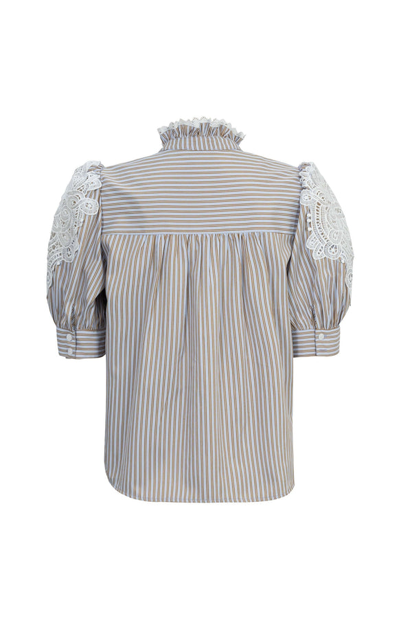Miranda Square-Neck Button-Front Utility Blusa 752946 - Reina Diaz