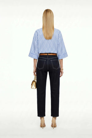Munich Contrast - Stitch Denim Barrel Leg Pants - Reina Diaz