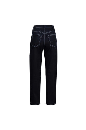 Munich Contrast - Stitch Denim Barrel Leg Pants - Reina Diaz