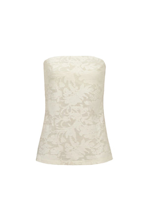 Murano Strapless Textured Floral Knit Top - Reina Diaz