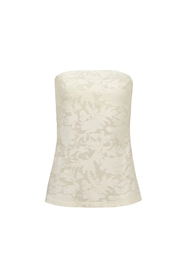 Murano Strapless Textured Floral Knit Top - Reina Diaz