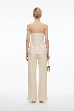 Murano Strapless Textured Floral Knit Top - Reina Diaz