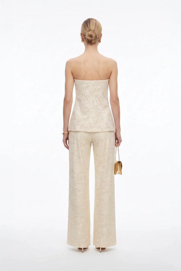 Murano Strapless Textured Floral Knit Top - Reina Diaz