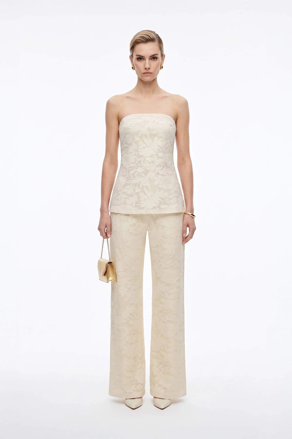 Murano Strapless Textured Floral Knit Top - Reina Diaz