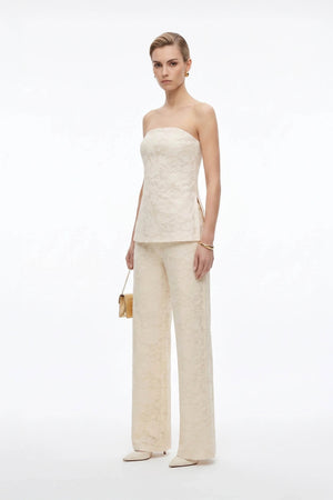 Murano Strapless Textured Floral Knit Top - Reina Diaz