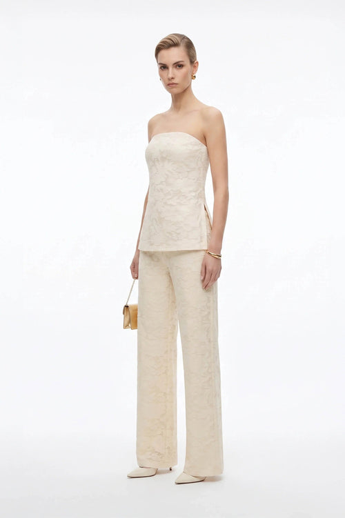 Murano Strapless Textured Floral Knit Top - Reina Diaz