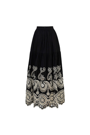 Nadia Eyelet Embroidered Maxi Skirt - Reina Diaz