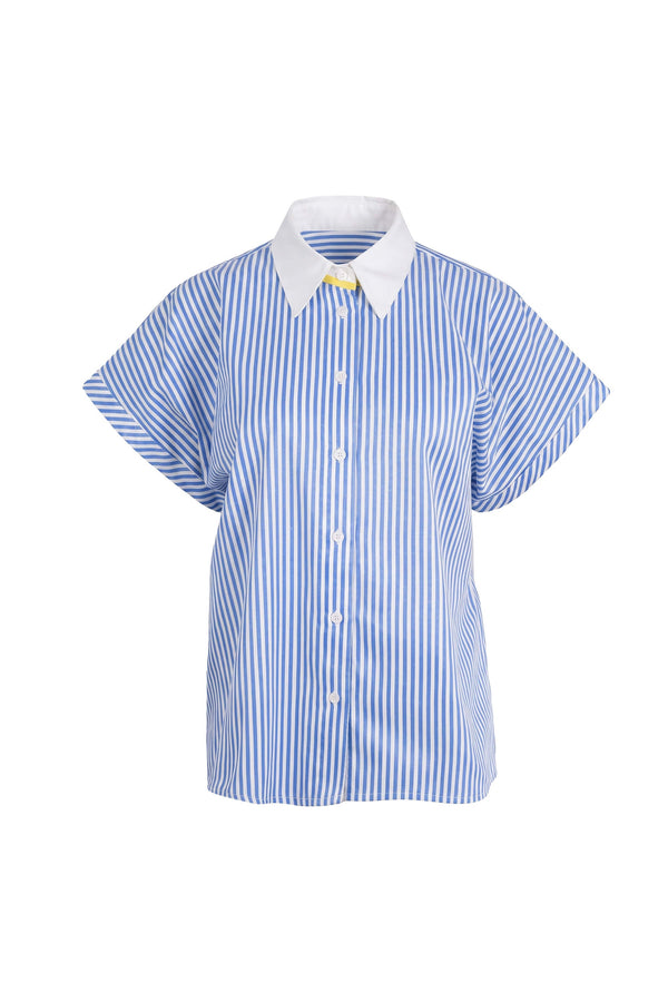 Nadia Striped Contrast Collar Camisa 752955 DEN - Reina Diaz