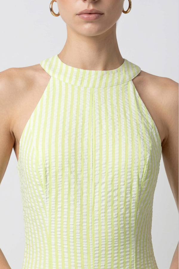 Nadia Tie-Detail Smocked-Cuff Vestido 723173 - Reina Diaz