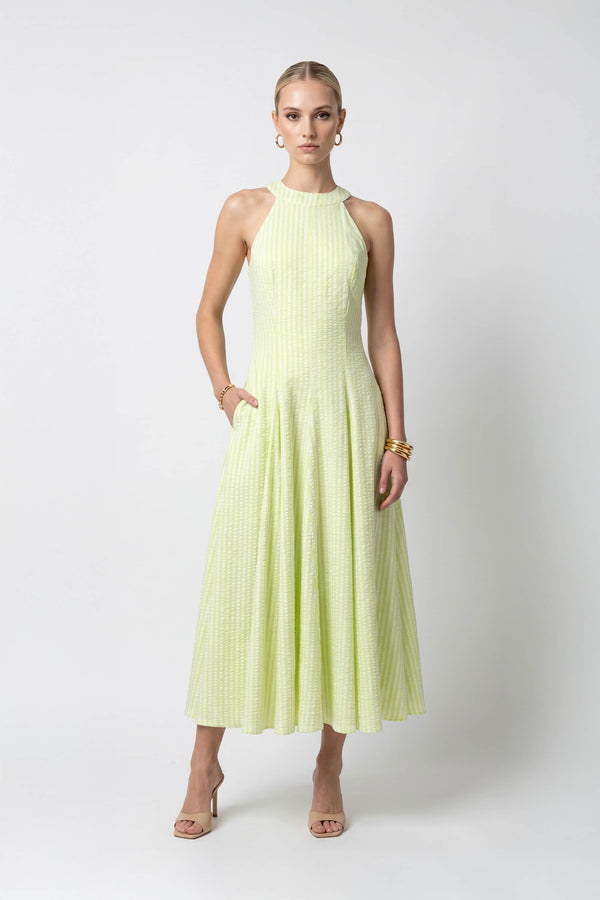 Nadia Tie-Detail Smocked-Cuff Vestido 723173 - Reina Diaz
