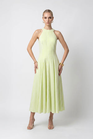 Nadia Tie-Detail Smocked-Cuff Vestido 723173 - Reina Diaz