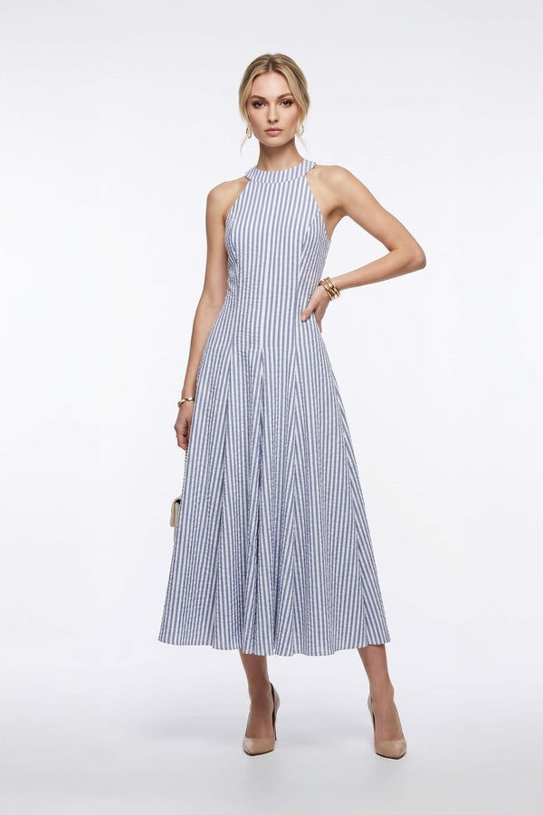 Nadia Tie-Detail Smocked-Cuff Vestido 723173 - Reina Diaz