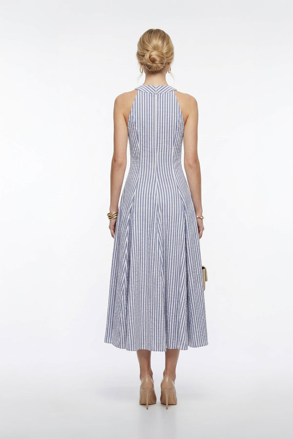 Nadia Tie-Detail Smocked-Cuff Vestido 723173 - Reina Diaz