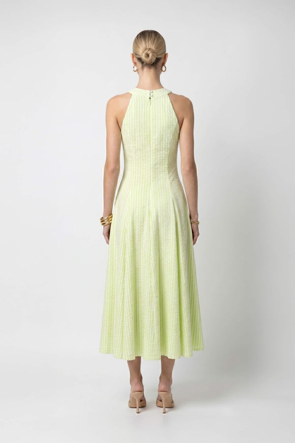 Nadia Tie-Detail Smocked-Cuff Vestido 723173 - Reina Diaz