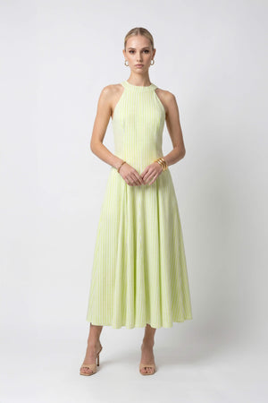 Nadia Tie-Detail Smocked-Cuff Vestido 723173 - Reina Diaz