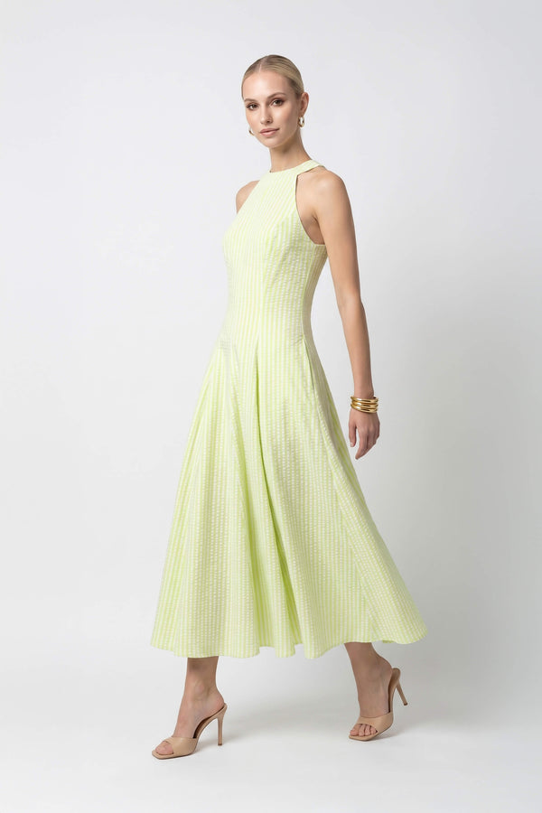 Nadia Tie-Detail Smocked-Cuff Vestido 723173 - Reina Diaz