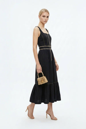 Natalia Contrast - Stitch Zip Midi Vestido - Reina Diaz