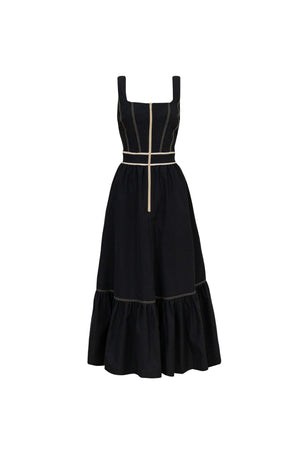 Natalia Contrast - Stitch Zip Midi Vestido - Reina Diaz