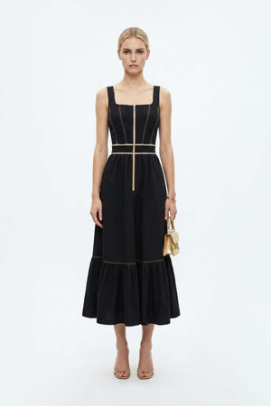 Natalia Contrast - Stitch Zip Midi Vestido - Reina Diaz
