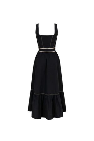 Natalia Contrast - Stitch Zip Midi Vestido - Reina Diaz