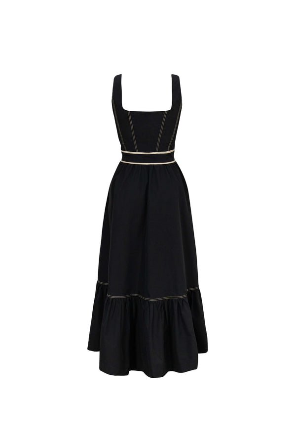 Natalia Contrast - Stitch Zip Midi Vestido - Reina Diaz
