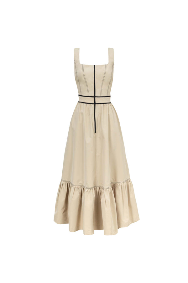 Natalia Contrast - Stitch Zip Midi Vestido - Reina Diaz