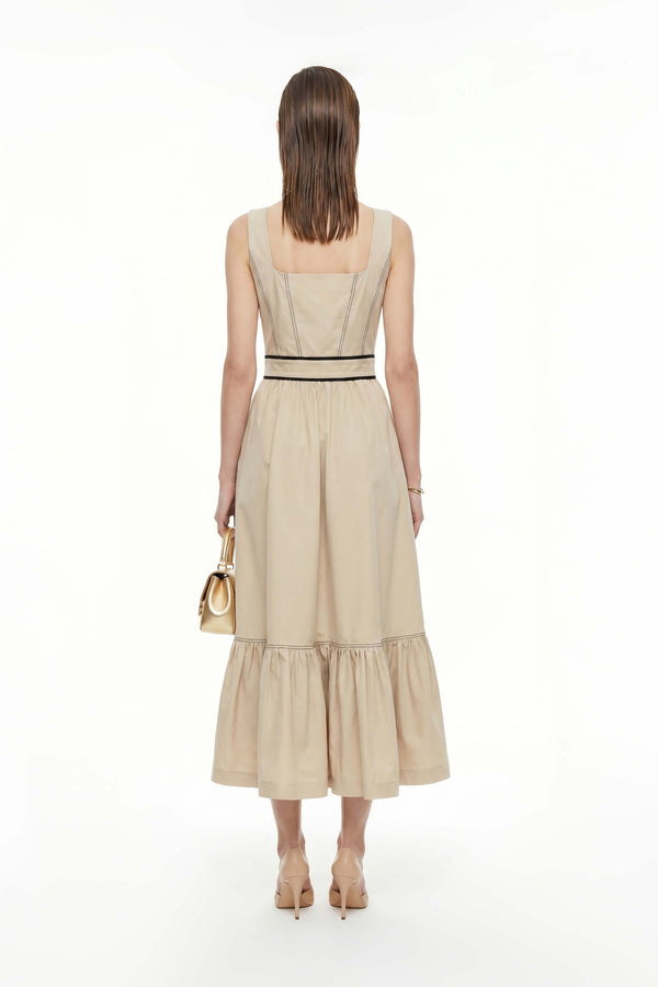 Natalia Contrast - Stitch Zip Midi Vestido - Reina Diaz