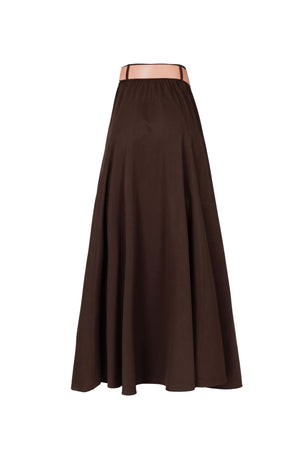 Nora Belted A-Line Light-Blue Midi Falda 740995 CAF - Reina Diaz