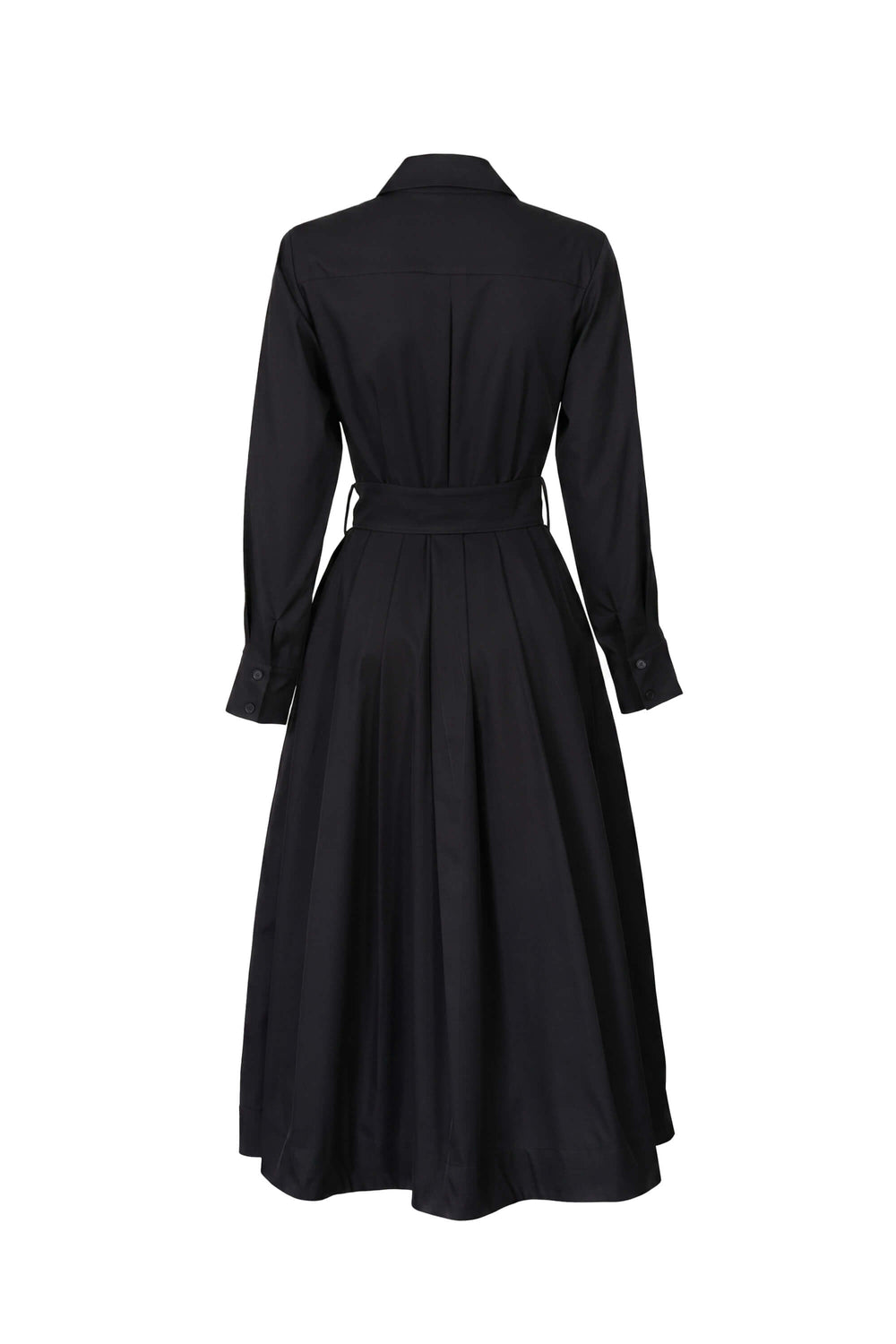 Nora Belted Pleated Shirt Midi Vestido 526271 NEG - Reina Diaz