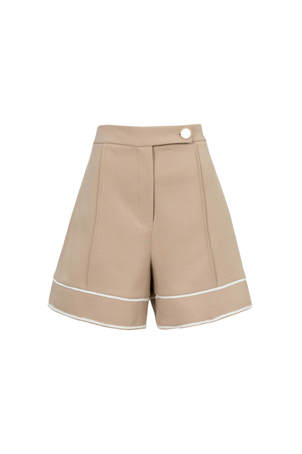 Nora High - Waisted Contrast - Trim Tailored Shorts - Reina Diaz